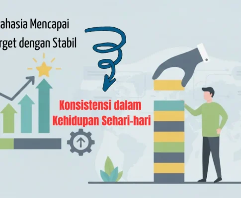 orang bekerja fokus dengan disiplin dan konsistensi untuk mencapai kesuksesan hidup dan motivasi harian