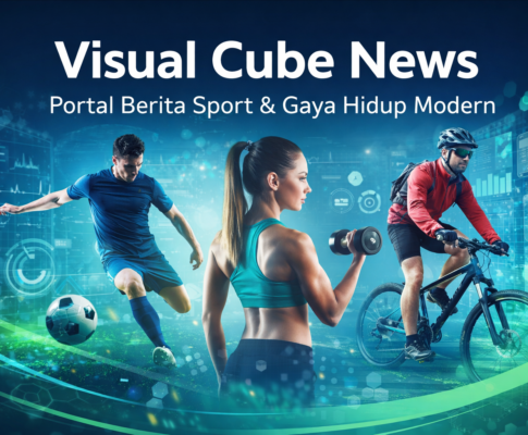 Ilustrasi berbagai olahraga populer seperti sepak bola, basket, lari, dan fitness untuk gaya hidup sehat