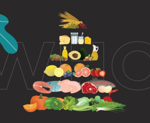 Pola makan sehat dengan sayuran, buah-buahan, protein, dan air putih untuk meningkatkan energi serta produktivitas harian
