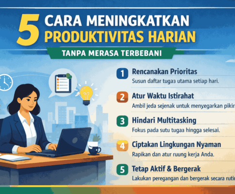 orang bekerja fokus dengan motivasi harian untuk meningkatkan produktivitas kerja dan manajemen waktu